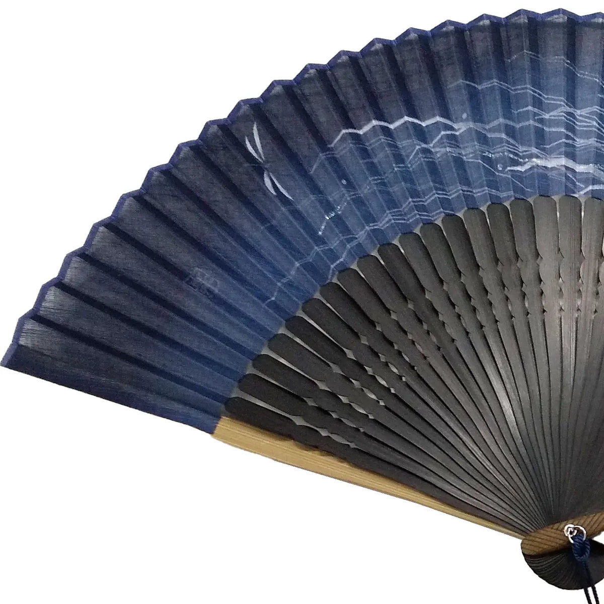 Set of folding fan and fan bag, summer haze, navy blue