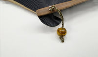 Fächer & Fächertaschen-Set, modernes Pfeil-Gasuri-grün, in Paulownia-Box.