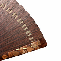 VALEDO, Florenz, Spanien, Fächerhalter aus Holz mit Intarsien, Kürbis und Leder, in Paulownia-Schachtel.