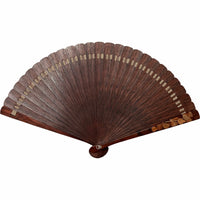 VALEDO, Florenz, Spanien, Fächerhalter aus Holz mit Intarsien, Kürbis und Leder, in Paulownia-Schachtel.