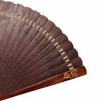 VALEDO, Florenz, Spanien, Fächerhalter aus Holz mit Intarsien, Kürbis und Leder, in Paulownia-Schachtel.