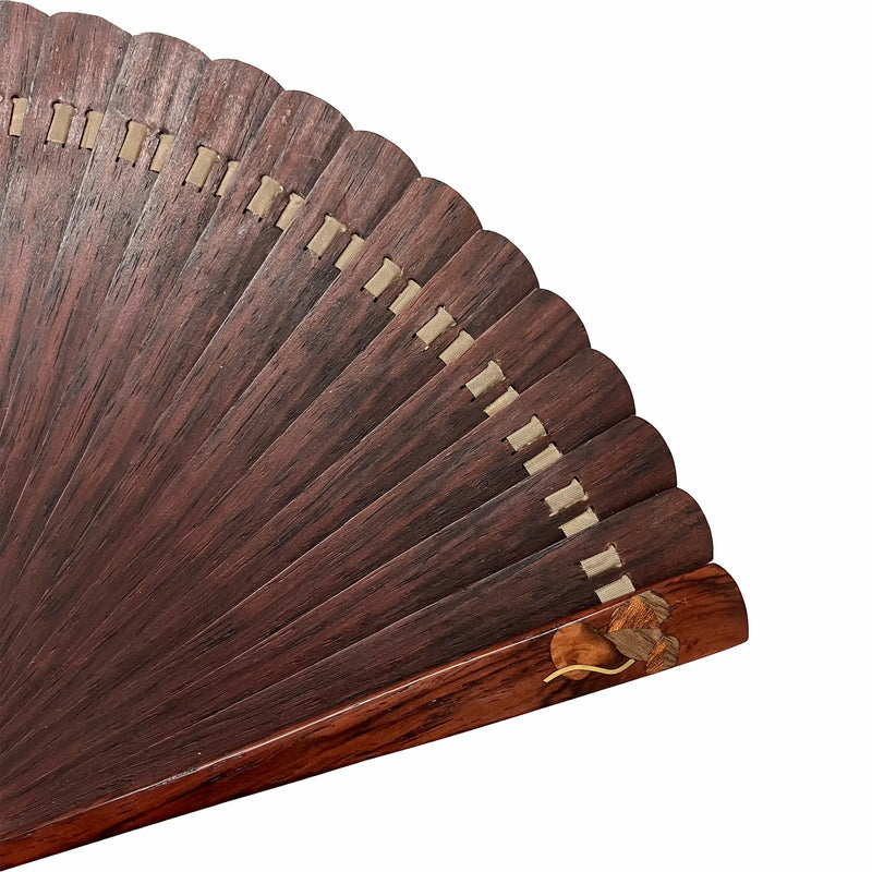 VALEDO, Florenz, Spanien, Fächerhalter aus Holz mit Intarsien, Kürbis und Leder, in Paulownia-Schachtel.