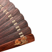 VALEDO, Florenz, Spanien, Fächerhalter aus Holz mit Intarsien, Kürbis und Leder, in Paulownia-Schachtel.
