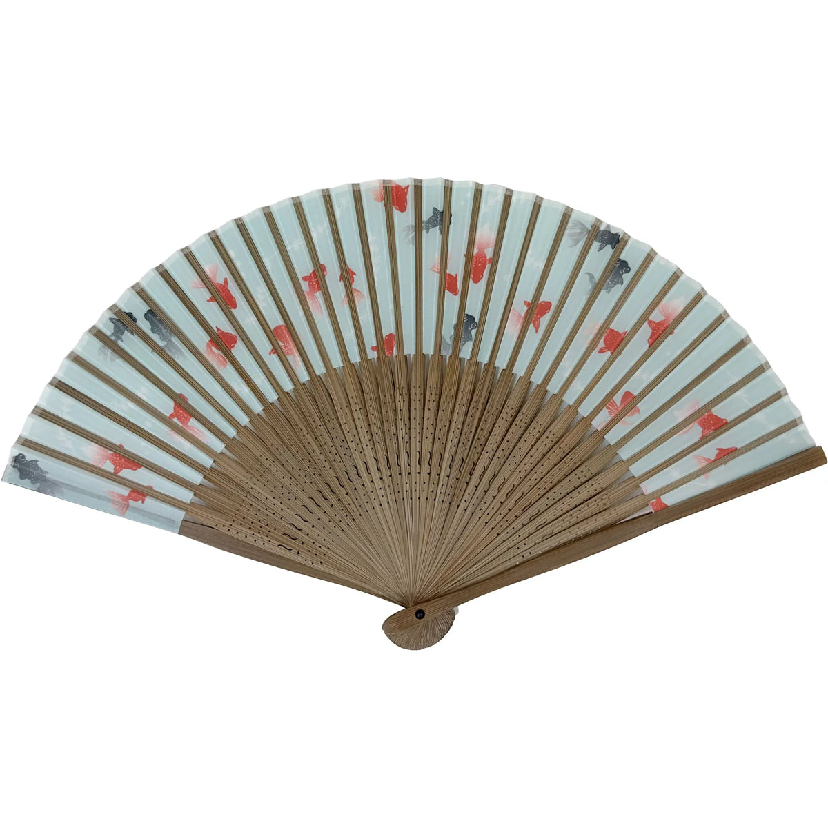 Edo pattern folding fan No.02 Goldfish, mint color