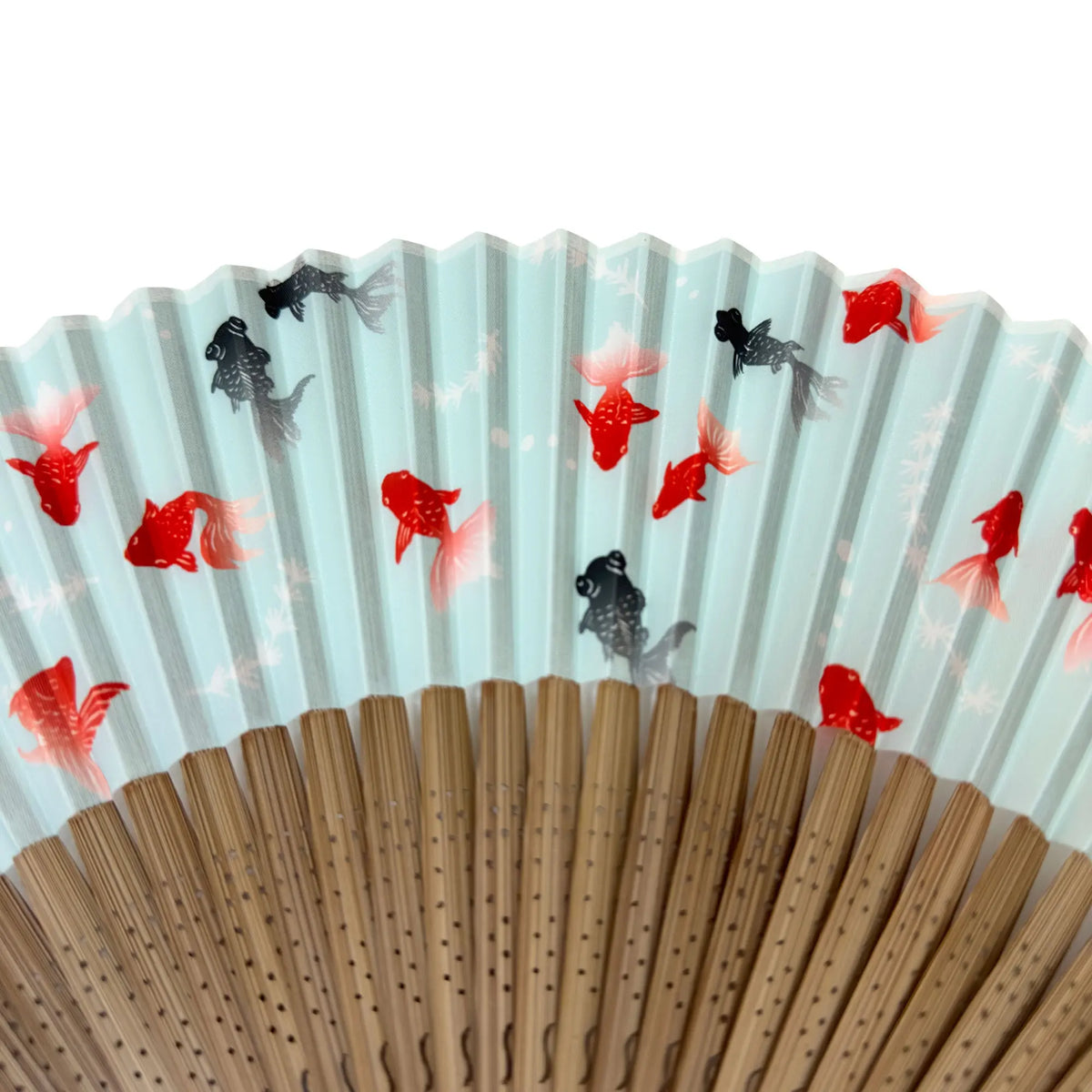 Edo pattern folding fan No.02 Goldfish, mint color