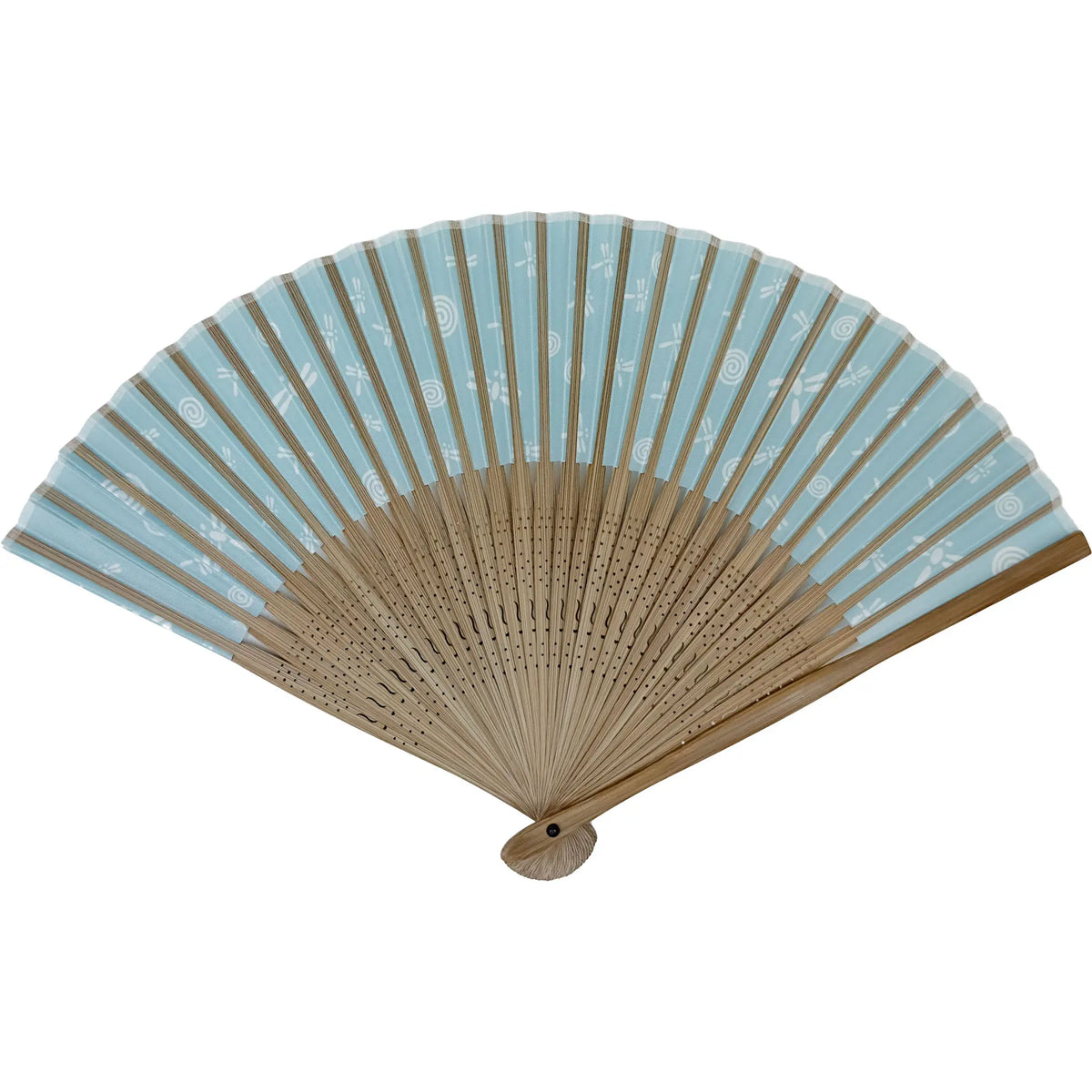 Edo Pattern folding fan No.05 Whirling dragonfly, sky blue