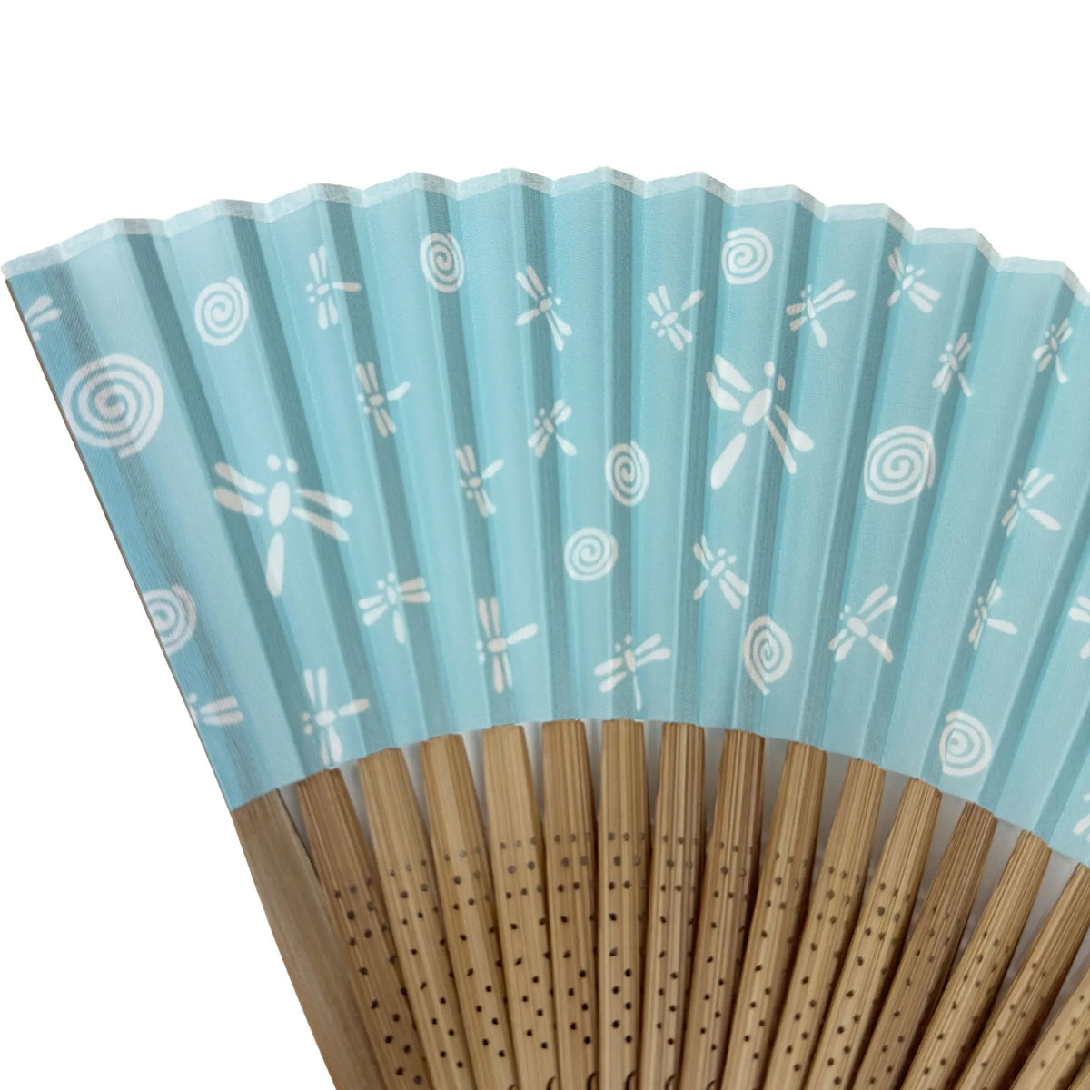 Edo Pattern folding fan No.05 Whirling dragonfly, sky blue