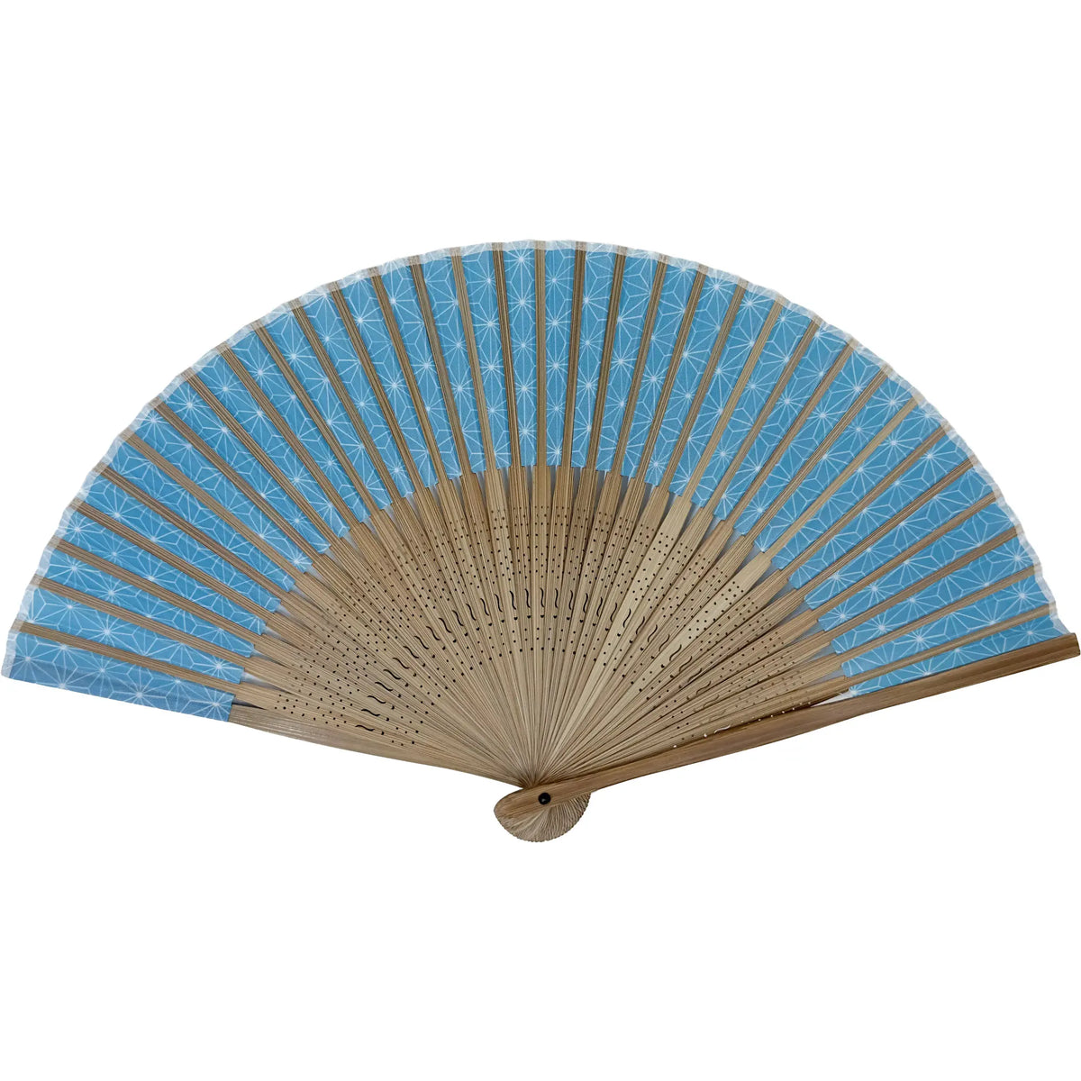 Edo patterned folding fan No.08 Asanoha, Asagi-iro