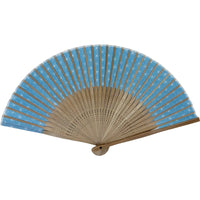 Edo patterned folding fan No.08 Asanoha, Asagi-iro