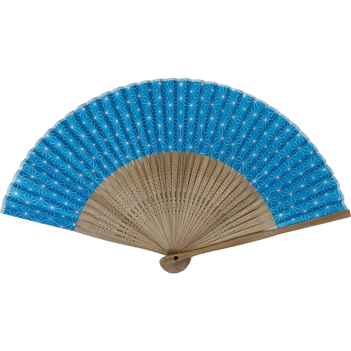 Edo patterned folding fan No.08 Asanoha, Asagi-iro