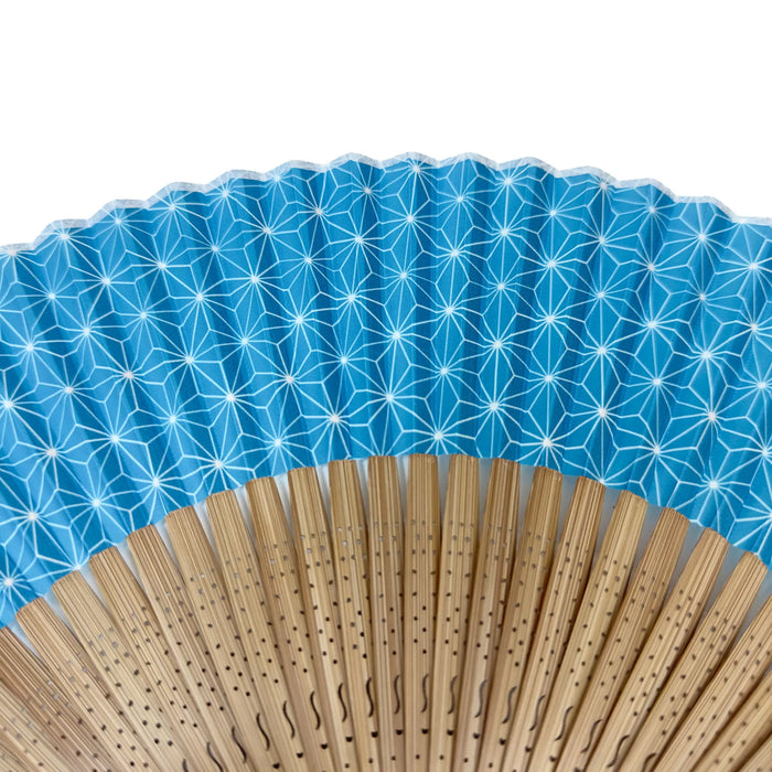 Edo patterned folding fan No.08 Asanoha, Asagi-iro