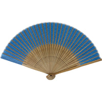 Edo pattern folding fan No.06 Blue sea wave, blue blue