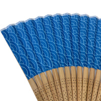 Edo pattern folding fan No.06 Blue sea wave, blue blue