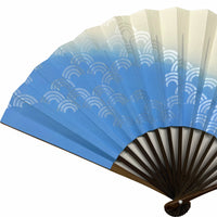 Traditional pattern, specially selected Edofolding fanSet in paulownia box, blue sea wave