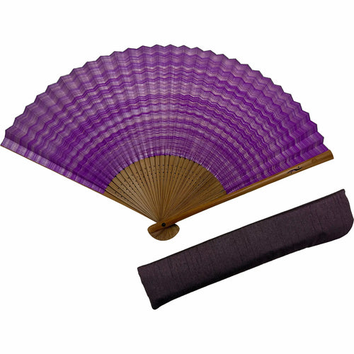 [Personalisation only]Shikebiki fan Violet 6.5" folding fan bag set in paulownia box