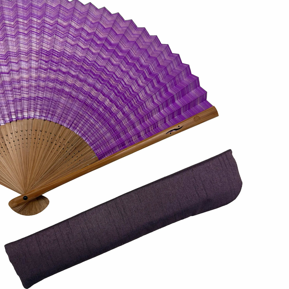 【名入れ専用】しけ引き扇子　バイオレット　６.５寸　扇子袋セット　桐箱入り