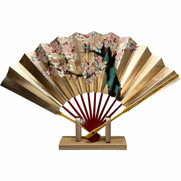 【名入れ専用】春慶塗　飾り扇子　桜　扇子立て　箱つき