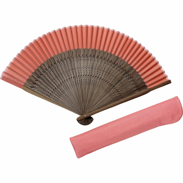 [Personalisation only] silk folding fan bag set, paper box, coral (peach)