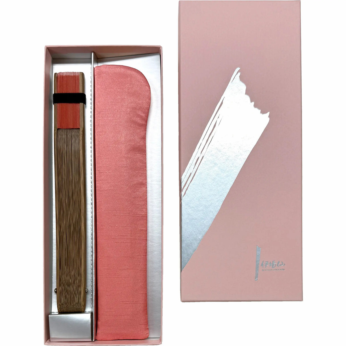 [Personalisation only] silk folding fan bag set, paper box, coral (peach)