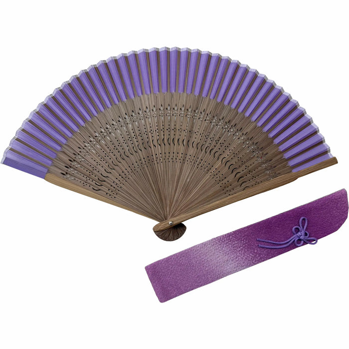 ☆9/16 - on hold waiting for fan bag☆ [Personalisation only]silkfolding fan　folding fanBag set, paper box, Rindou (purple)