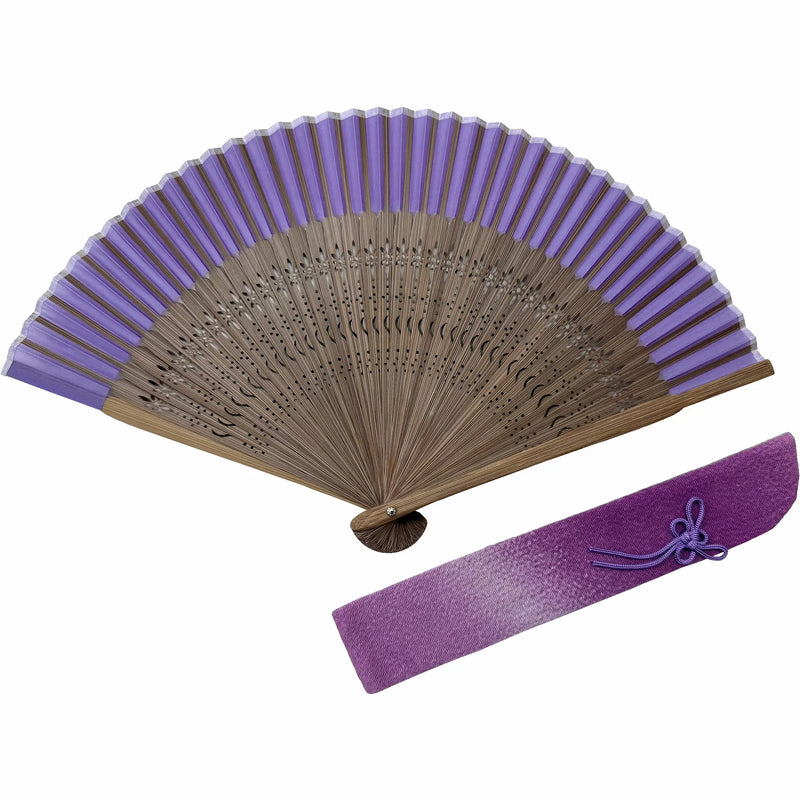 ☆9/16 - on hold waiting for fan bag☆ [Personalisation only]silkfolding fan　folding fanBag set, paper box, Rindou (purple)