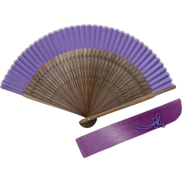 ☆En attente d'un fan bag.☆ Eventail en soie, ensemble sac à éventail, dans une boîte en papier, Rindou (violet).