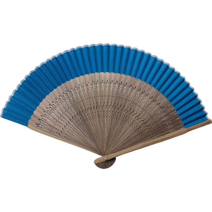 [Personnalisation]Eventail en soie, indigo (bleu)