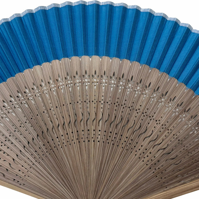 [Personnalisation]Eventail en soie, indigo (bleu)