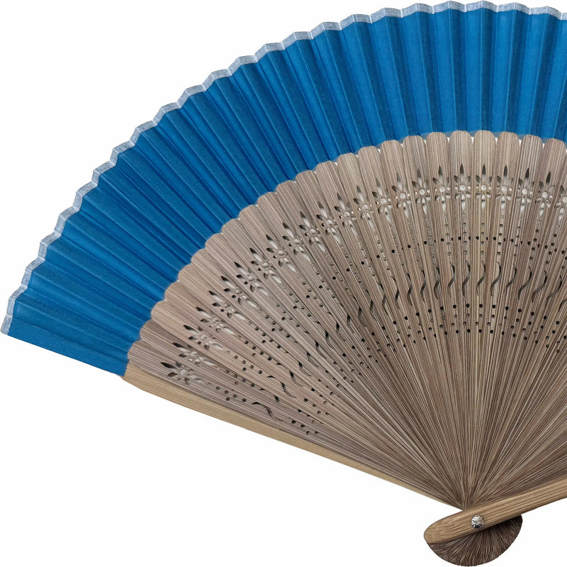 [Personnalisation]Eventail en soie, indigo (bleu)