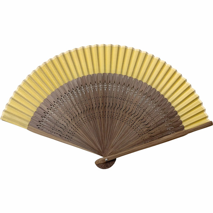 [Personnalisation]Eventail en soie, narcisse jaune.