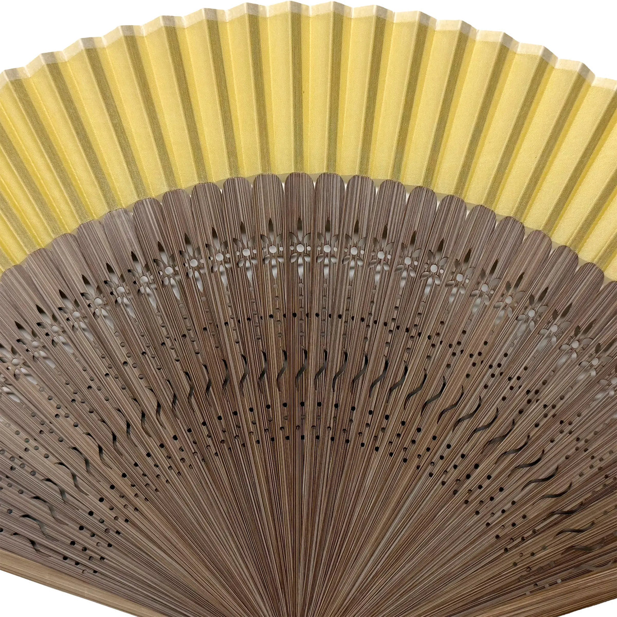 [Personnalisation]Eventail en soie, narcisse jaune.