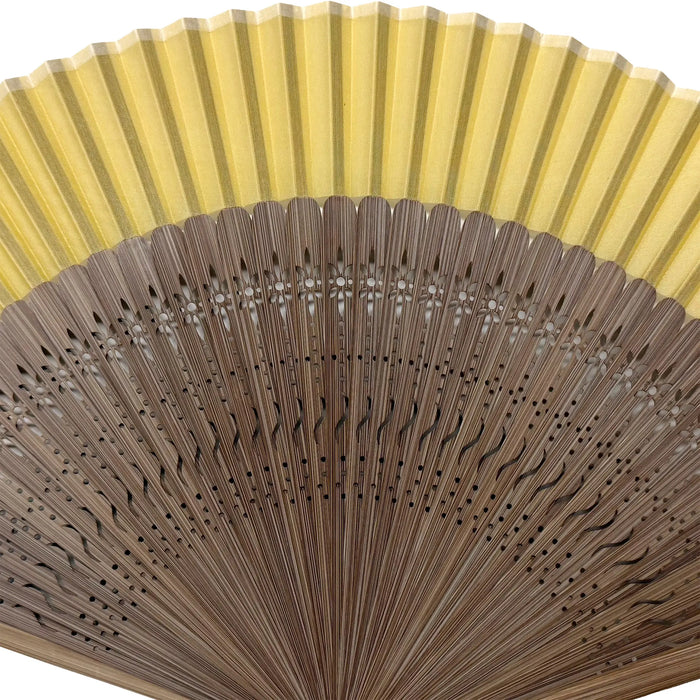 [Personnalisation]Eventail en soie, narcisse jaune.