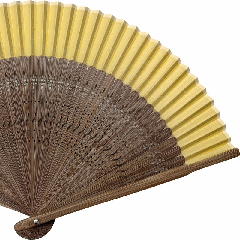 [Personnalisation]Eventail en soie, narcisse jaune.