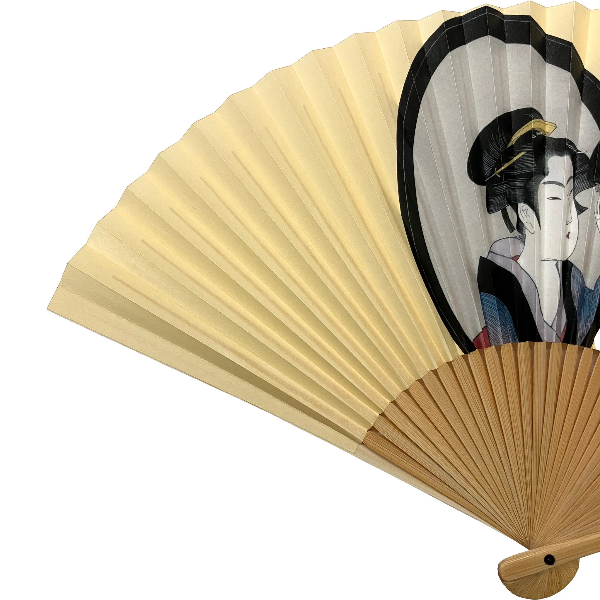 勝川春章 美人図 浮世絵 センス扇子 扇子置き付き 宮脇賣扇庵