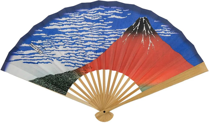 Edo folding fan No.1 Ukiyoe: Fugaku Sanjurokkei Hokusai, Triumphant and Clear Red Fuji