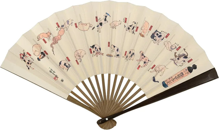 Edo folding fan No.8 Ukiyoe, cat-owner's favorite 53 cats