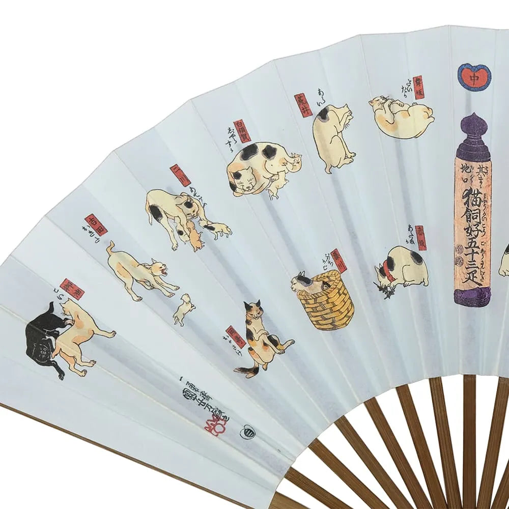 Edo folding fan No.9 Ukiyoe, cat-keeper's favorite 53 cats, Kuniyoshi in the middle