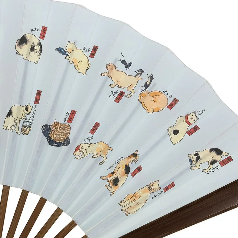Edo-Fächer Nr. 9 Ukiyoe, Liebling der Katzenhalterin 53 Katzen, mittelgroß Kuniyoshi