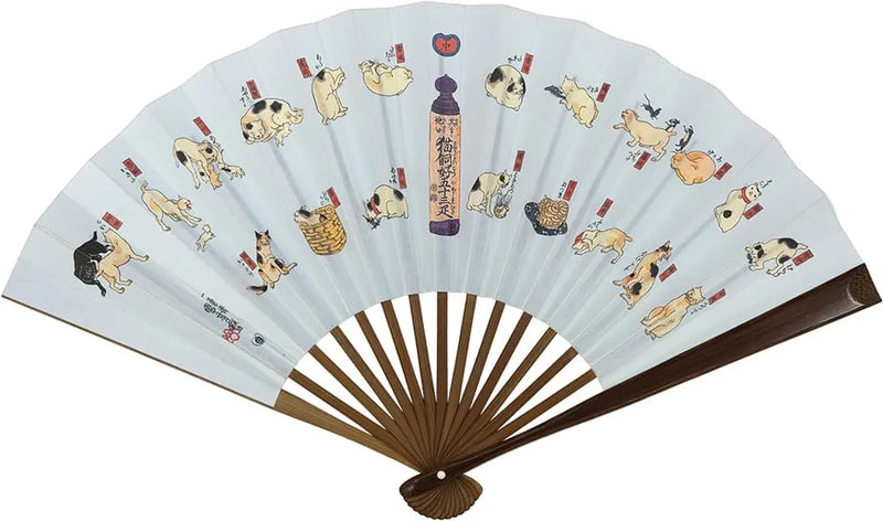 Edo folding fan No.9 Ukiyoe, cat-keeper's favorite 53 cats, Kuniyoshi in the middle