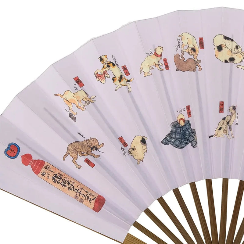 Edo folding fan No.10 Ukiyoe, cat-owner's favorite 53 cats, under Kuniyoshi