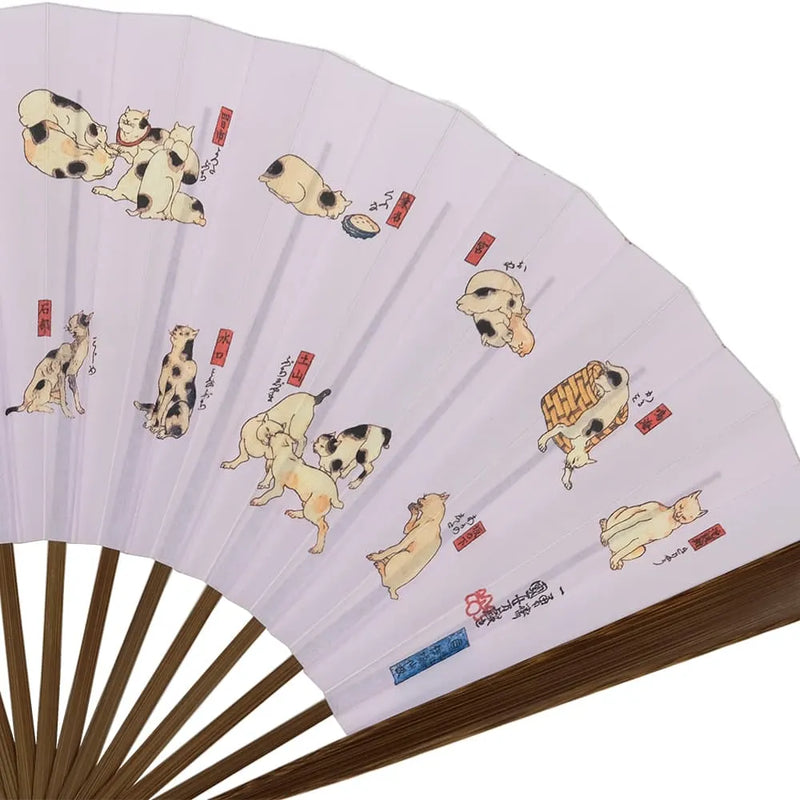 Edo folding fan No.10 Ukiyoe, cat-owner's favorite 53 cats, under Kuniyoshi