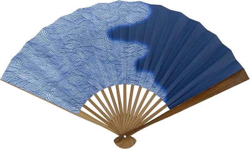 Edo fan No.16 Wave, blue