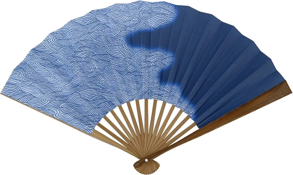 Edo fan No.16 Wave, blue