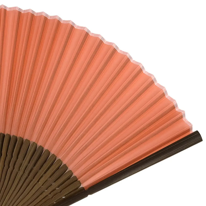 Silk fan, IM7-10, coral color, in paulownia box.