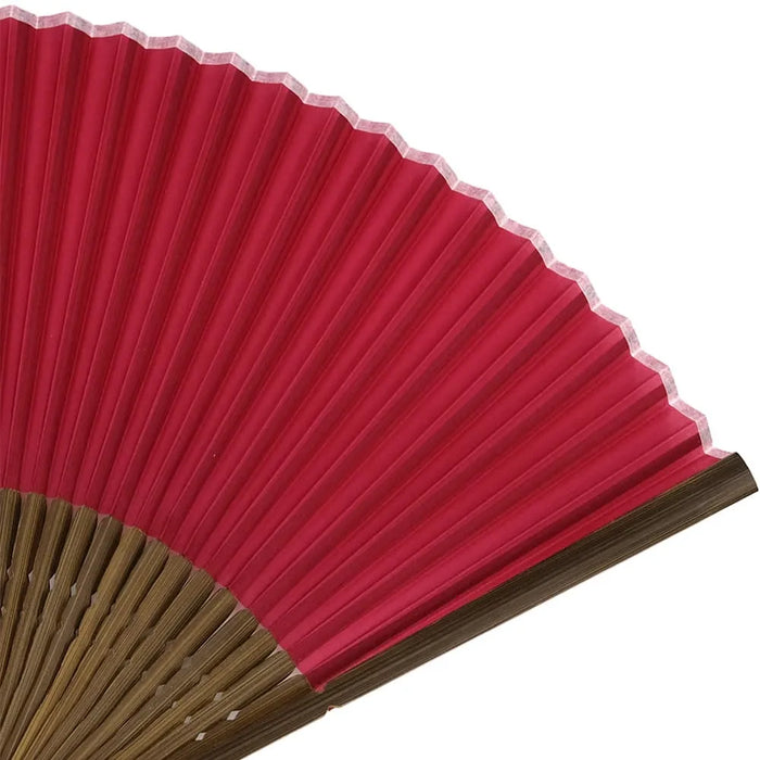 Silk fan, IM7-15, strawberry color, in paulownia box