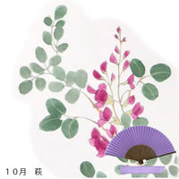 絹扇子へ 10月のお花柄  手描き代+絹扇子