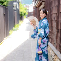 Ojiya Eventail réduit, trois couleurs, pour femmes, avec sac à éventail, dans une boîte en paulownia.