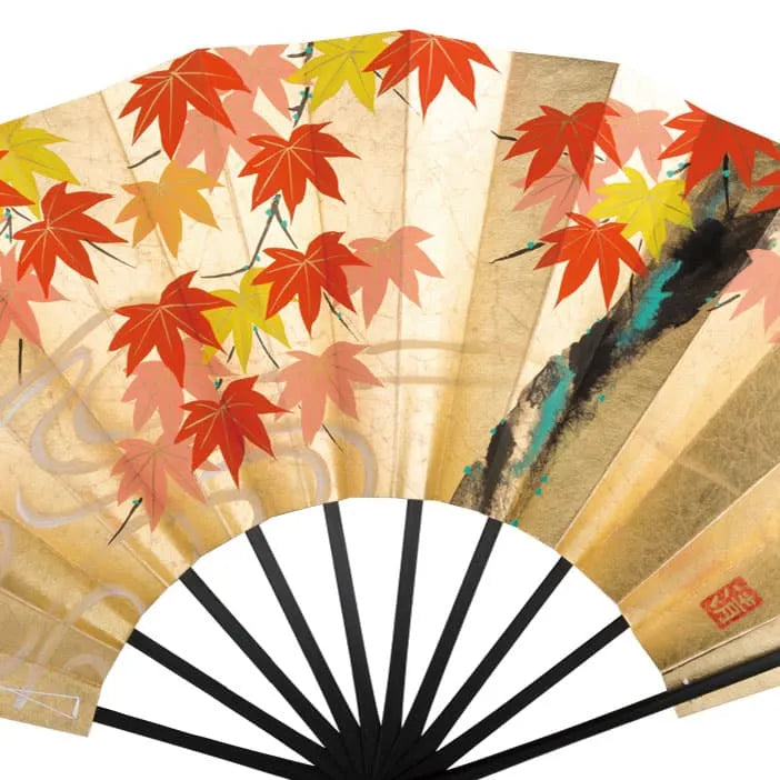 金もみ松に紅葉の柄 金もみ額紫陽花の柄仕舞扇 【公式通販】