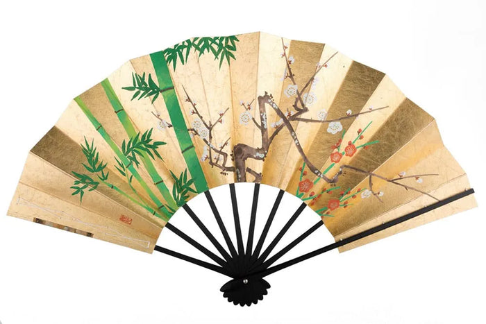 7-9 Honmomi foil, bamboo with red and white plum blossoms / old pine tree