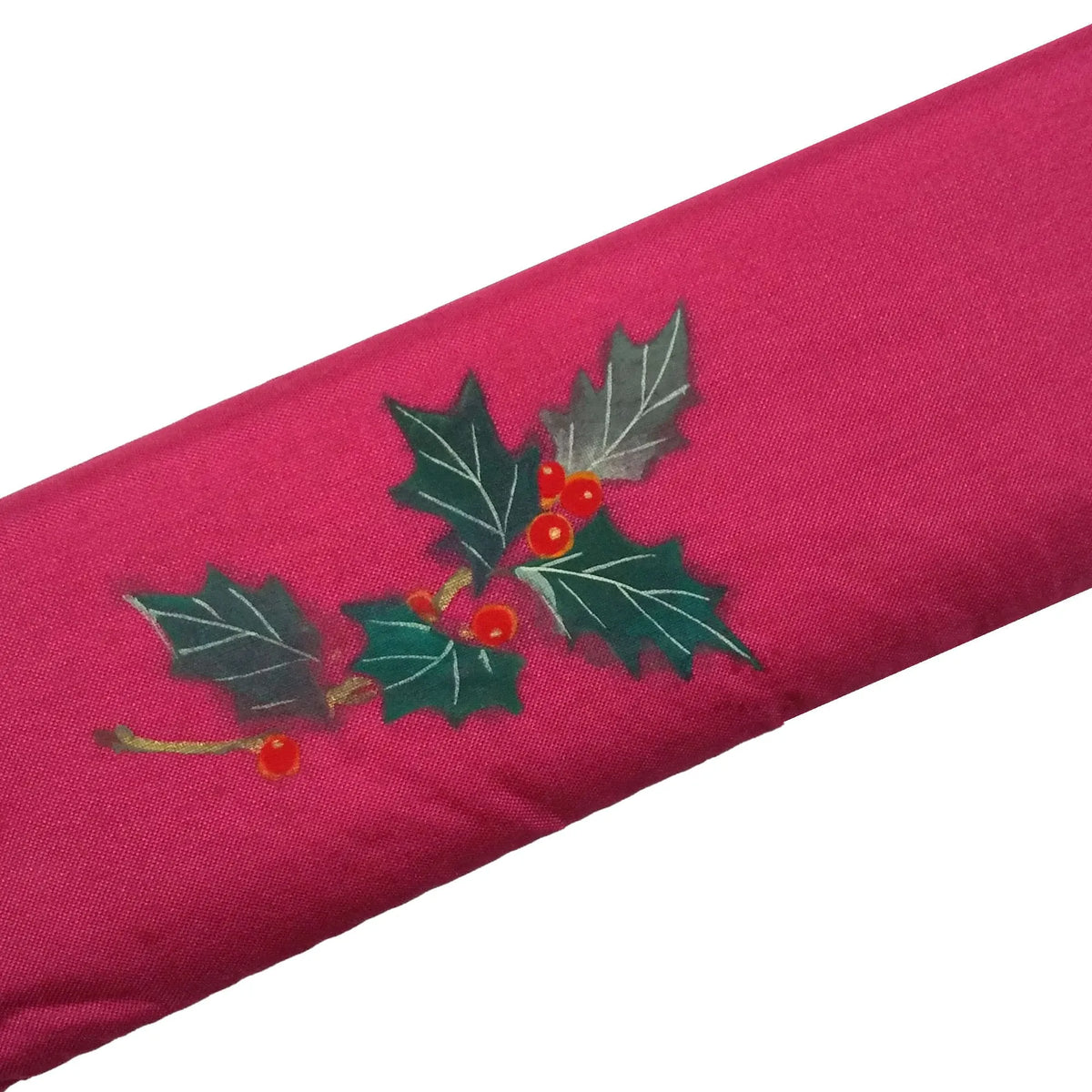 Christmas wreath illustration on silk fan, hand-painted + silk fan